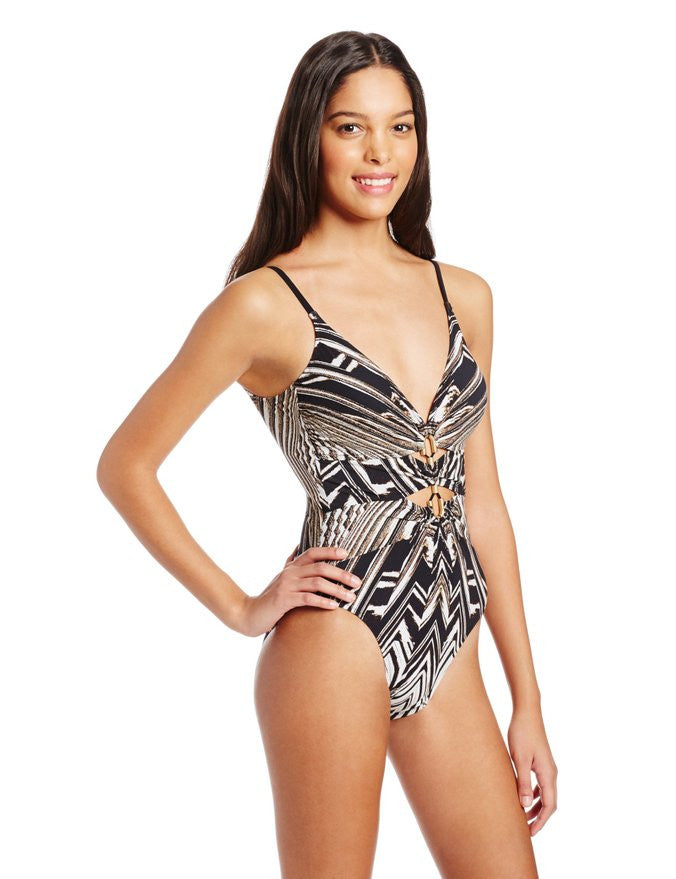 Gottex Cote D'Ivoire V-Neck Cut-Out One-Piece Swimsuit