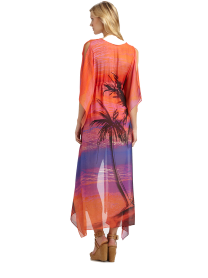 Gottex Orange Calypso Silk Caftan Swimsuit Cover Up - forENVY