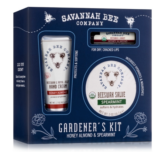 Savannah Bee Gardener's Kit-Honey Almond & Spearmint-Gift Box (Lip Balm + Beeswax Salve + Hand Cream) - forENVY