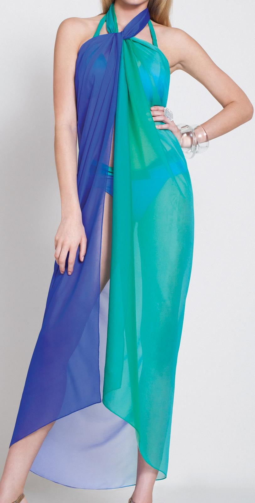 Gottex Rainbow Goddess Silk Pareo Swimsuit Cover Up-100% Silk - forENVY
