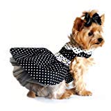 DOGGIE DESIGN Polka Dot Dog Dress - Black and White (X-Small) - forENVY