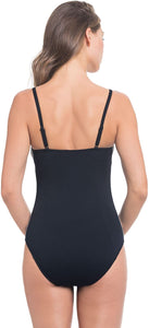 Profile by Gottex Fast Track Bandeau Zip One Piece Swimsuit - forENVY