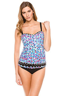 Profile by Gottex Pin Wheel Underwire Tankini D-Cup Top - forENVY