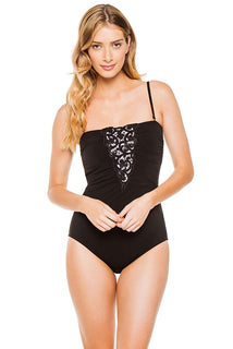 Gottex Black Swan Bandeau One Piece Swimsuit - forENVY