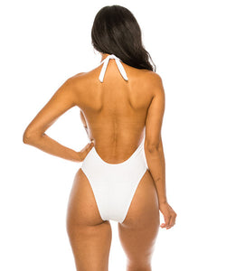 Criss Cross Halter Cut-out Monokini One Piece Swimsuit - forENVY