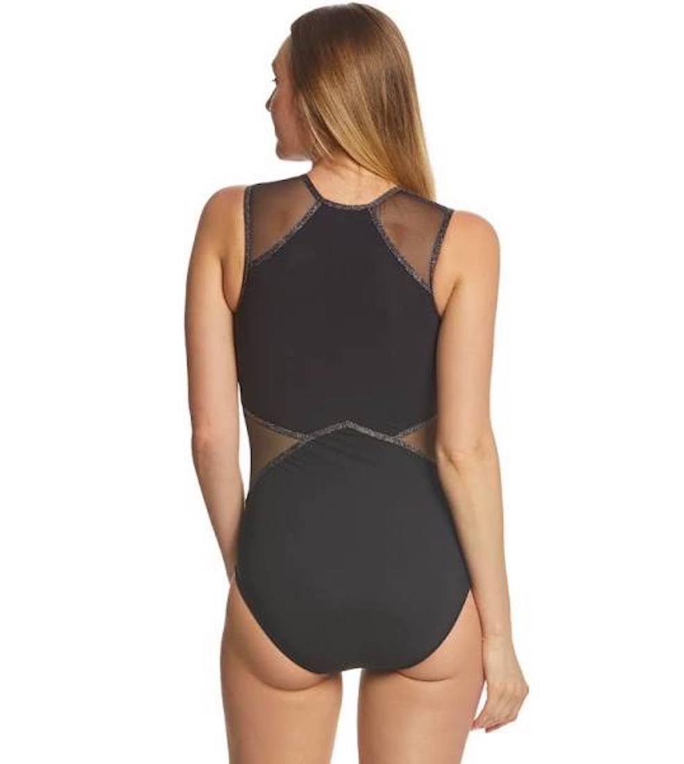 Profile by Gottex Stargazer Mesh High Neck Zip One Piece Swimsuit - forENVY